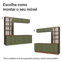 Estante Sala De Estar Com Rack + Cristaleira 230cm Vik Madesa 02 Rustic-verde - 5
