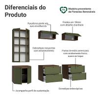 Estante Sala De Estar Com Rack + Cristaleira 230cm Vik Madesa 01 Rustic-verde