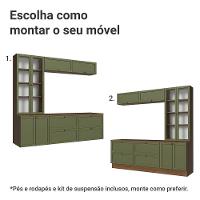 Estante Sala De Estar Com Rack + Cristaleira 230cm Vik Madesa 01 Rustic-verde - 5