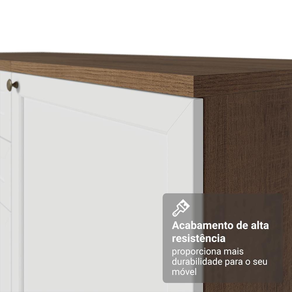 Estante Sala De Estar Com Rack + Cristaleira 230cm Vik Madesa 01 Rustic-branco - 8