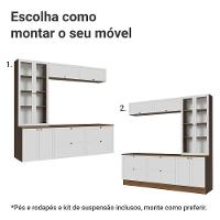 Estante Sala De Estar Com Rack + Cristaleira 230cm Vik Madesa 01 Rustic-branco - 5