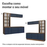 Estante Sala De Estar Com Rack + Cristaleira 230cm Vik Madesa 02 Rustic-azul - 5