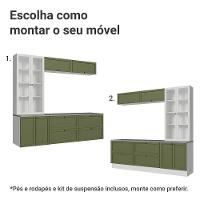 Estante Sala De Estar Com Rack + Cristaleira 230cm Vik Madesa 01 Branco-verde - 5