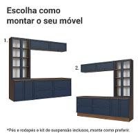 Estante Sala De Estar Com Rack + Cristaleira 230cm Vik Madesa 01 Rustic-azul - 5