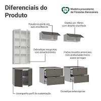 Estante Sala De Estar Com Rack + Cristaleira 230cm Vik Madesa 01 Branco-cinza
