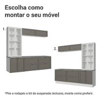 Estante Sala De Estar Com Rack + Cristaleira 230cm Vik Madesa 01 Branco-cinza - 5