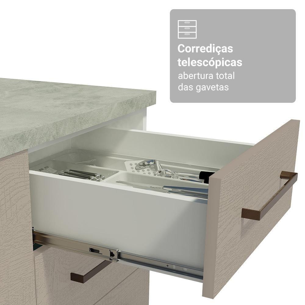 Conjunto Gabinete Para Banheiro 120cm 3 Portas 3 Gavetas Agata Madesa 01 Branco-crema - 6