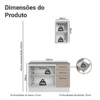 Conjunto Gabinete Para Banheiro 120cm 3 Portas 3 Gavetas Agata Madesa 01 Branco-crema - 3