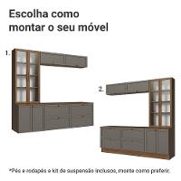Estante Sala De Estar Com Rack + Cristaleira 230cm Vik Madesa 02 Rustic-cinza - 5