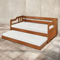 Sofa Cama Solteiro Madeira Maciça Com Cama Auxiliar Colchão - 1