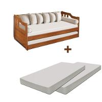 Sofa Cama Solteiro Madeira Maciça Com Cama Auxiliar Colchão - 2