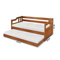 Sofa Cama Solteiro Madeira Maciça Com Cama Auxiliar Colchão - 4