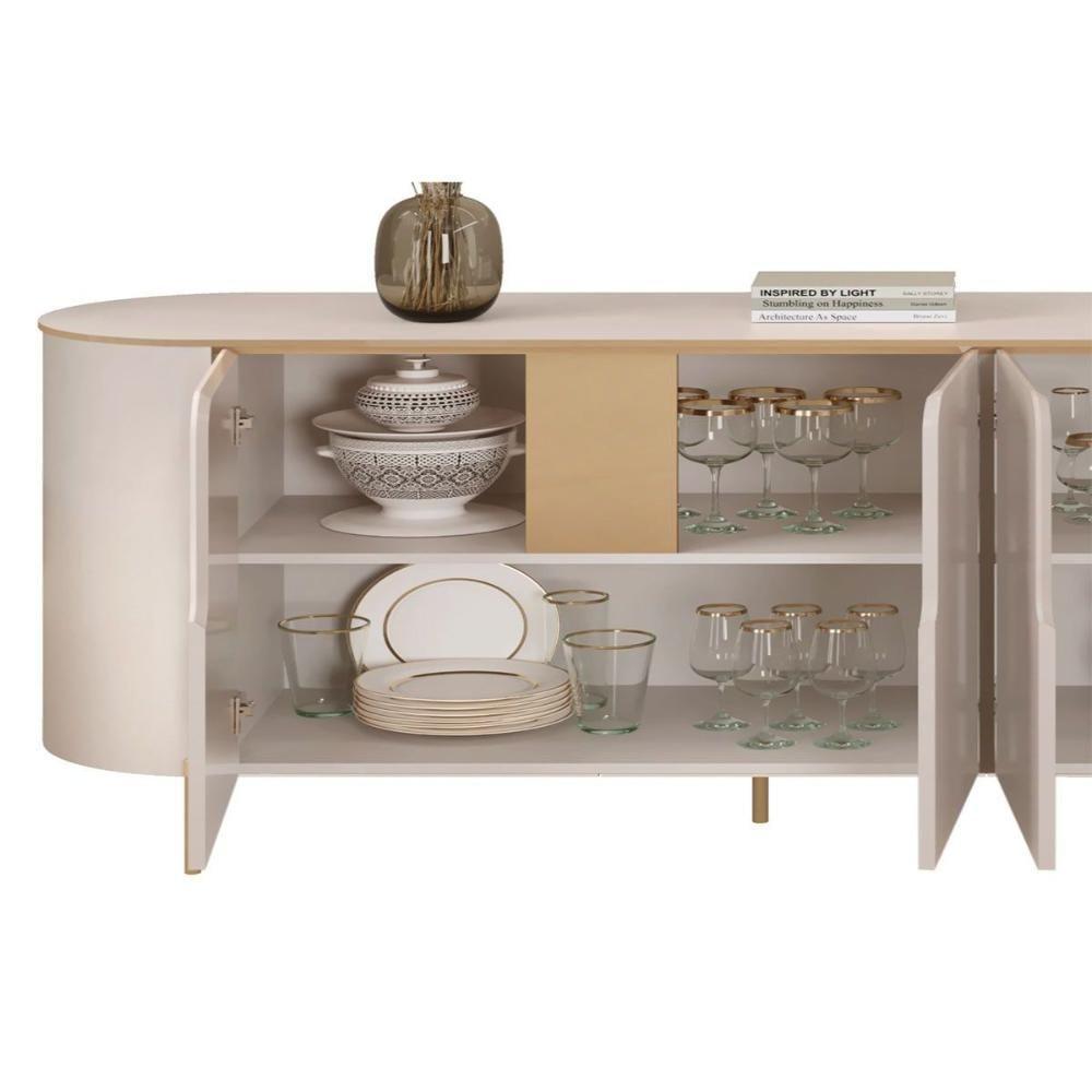 Buffet De Sala Jantar Cleo C- 4 Portas Off White - Dj Móveis - 10
