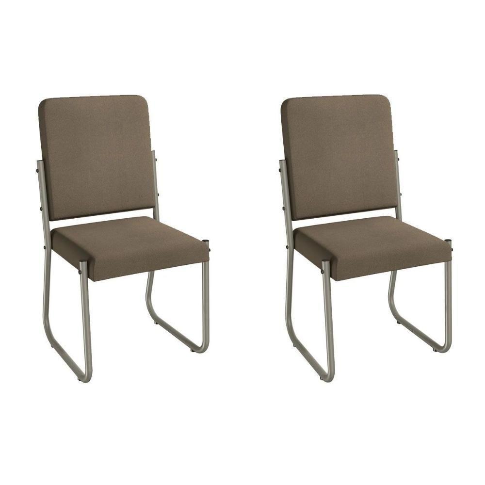 Cadeira Sala De Jantar Sicília 2c139nk Aço Kit 2 Un Niquel-suede Cappuccino - Kappesberg - 1