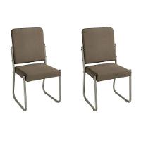 Cadeira Sala De Jantar Sicília 2c139nk Aço Kit 2 Un Niquel-suede Cappuccino - Kappesberg - 1