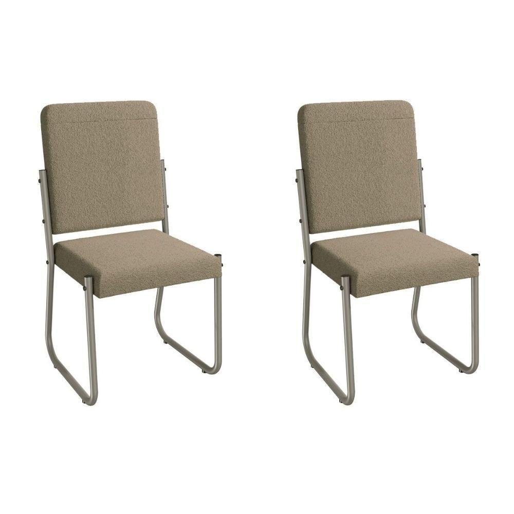 Cadeira Sala De Jantar Sicília 2c139nk Aço Kit 2 Un Niquel-boucle Bege Fendi - Kappesberg - 1