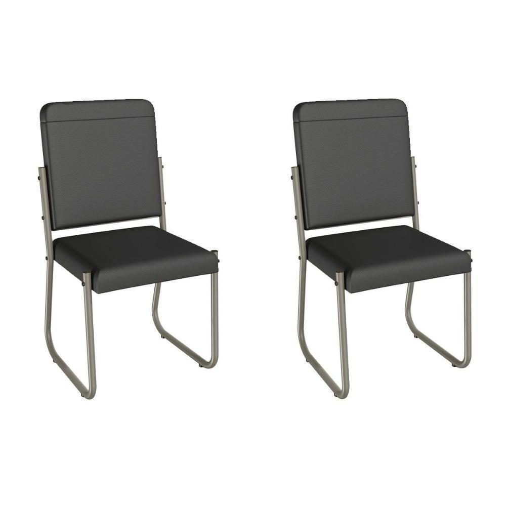 Cadeira Sala De Jantar Sicília 2c139nk Aço Kit 2 Un Niquel-ano Preto - Kappesberg - 1