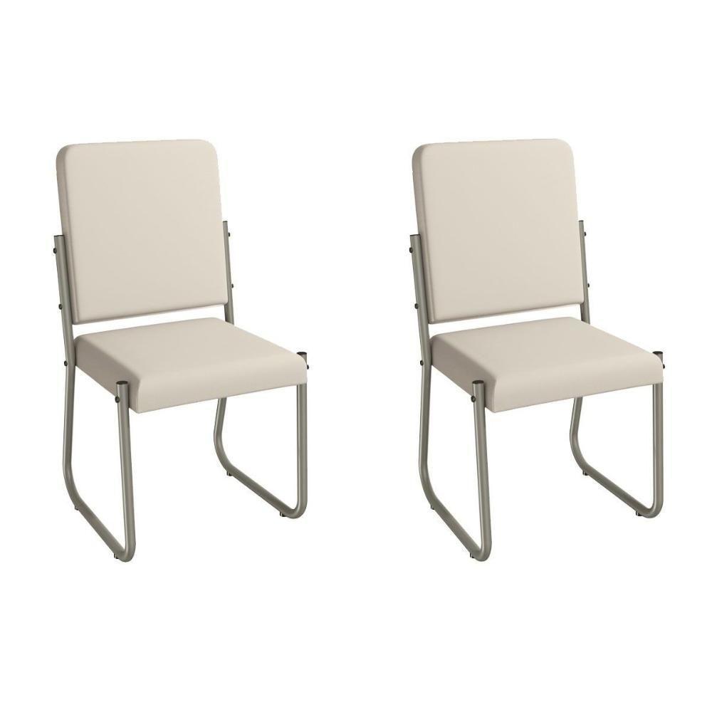 Cadeira Sala De Jantar Sicília 2c139nk Aço Kit 2 Un Niquel-ano Bege - Kappesberg - 1