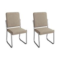 Cadeira Sala De Jantar Sicília 2c139cr Aço Kit 2 Un Cromado-linho Bege Fendi - Kappesberg - 1