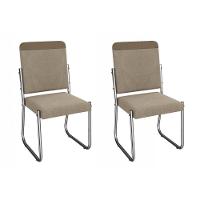 Cadeira Sala De Jantar Sicília 2c139cr Aço Kit 2 Un Cromado-linho Compose Bege - Kappesberg - 1