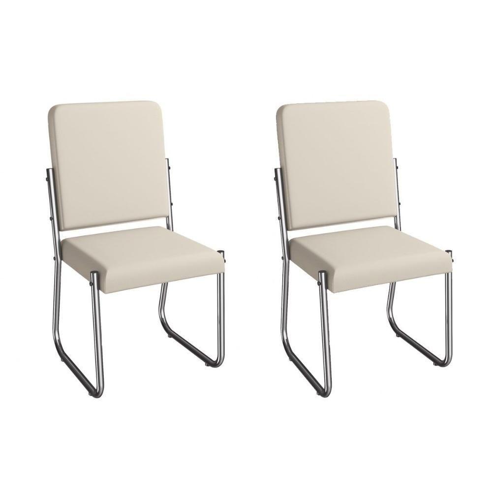 Cadeira Sala De Jantar Sicília 2c139cr Aço Kit 2 Un Cromado-ano Bege - Kappesberg - 1