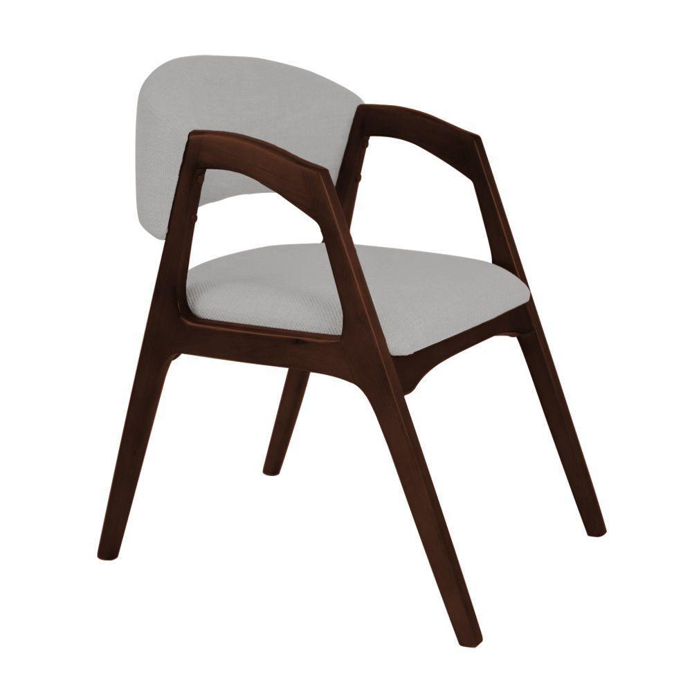 Cadeira De Jantar Gabriela Em Madeira E Mdf Castanho Linho Cinza Prata - 6