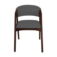 Cadeira De Jantar Gabriela Em Madeira E Mdf Castanho Linho Cinza Grafite - 2