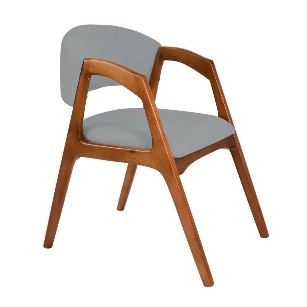 Cadeira De Jantar Estofada Gabriela Cerejeira Linho Cinza - 6