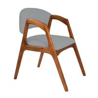 Cadeira De Jantar Estofada Gabriela Cerejeira Linho Cinza - 6