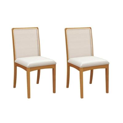 Cadeira De Cozinha Lara 2cmm009ca Premium Madeira Maciça Kit 2 Un Carvalho-boucle Bege Caqui-tela Bege - Kappesberg