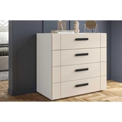 Cômoda Juvenil Lisboa 4 Gavetas MDF com Puxador Plástico Branco-creme