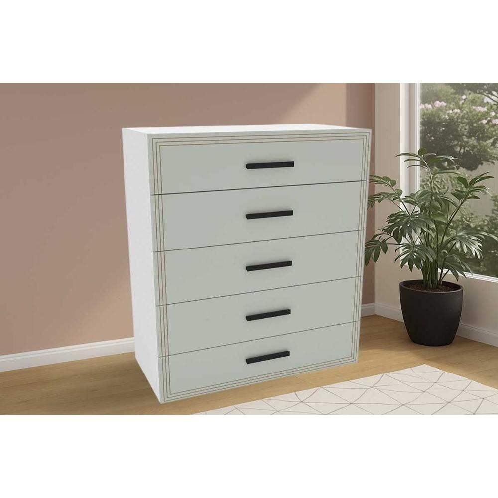 Cômoda Casal Valência C- 5 Gavetas Branco-verde - Politorno - 1