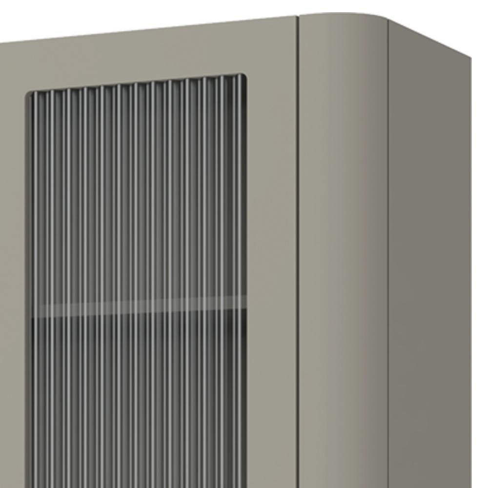 Cristaleira Sala De Jantar 2 Portas Vidro Pés Industrial Preto Naim I03 Grigio - Lyam Decor - 6