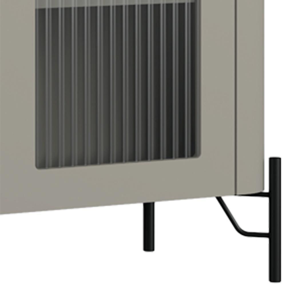 Cristaleira Sala De Jantar 2 Portas Vidro Pés Industrial Preto Naim I03 Grigio - Lyam Decor - 7