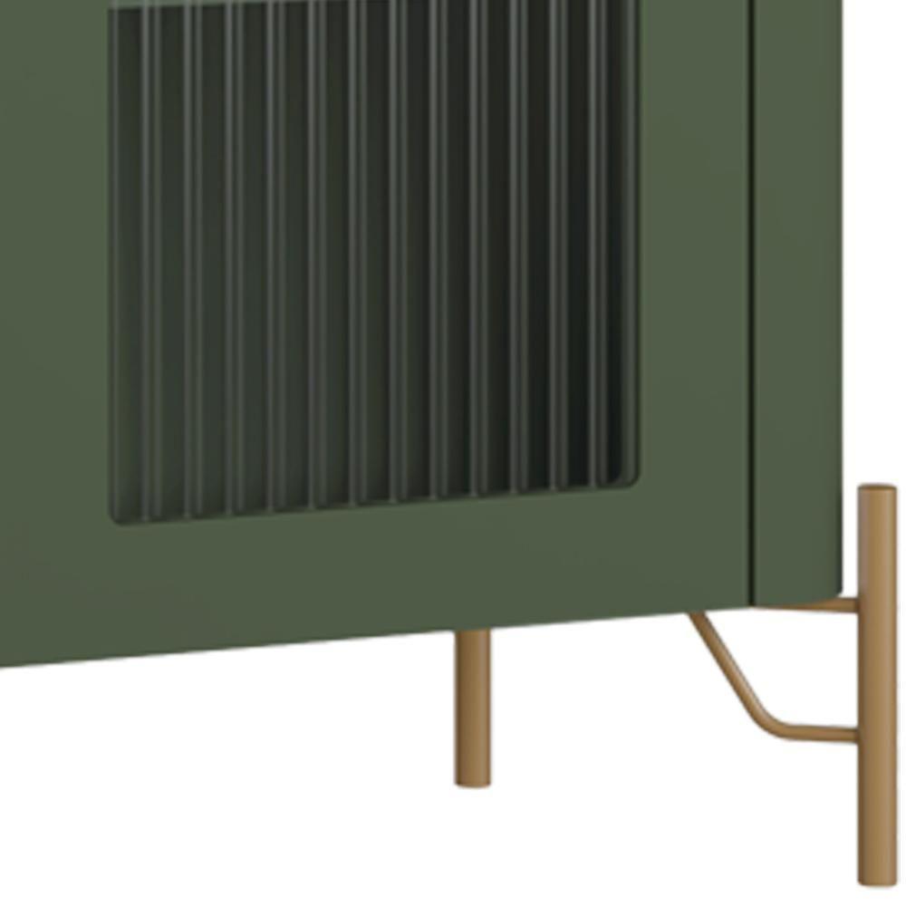 Cristaleira Sala De Jantar 2 Portas Vidro Pés Industrial Dourado Naim I03 Musgo - Lyam Decor - 7