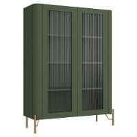 Cristaleira Sala De Jantar 2 Portas Vidro Pés Industrial Dourado Naim I03 Musgo - Lyam Decor - 1