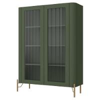 Cristaleira Sala De Jantar 2 Portas Vidro Pés Industrial Dourado Naim I03 Musgo - Lyam Decor