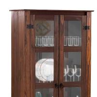 Cristaleira Rústica Portas De Vidro Madeira Maciça 2 Gavetas - Imbuia - 5