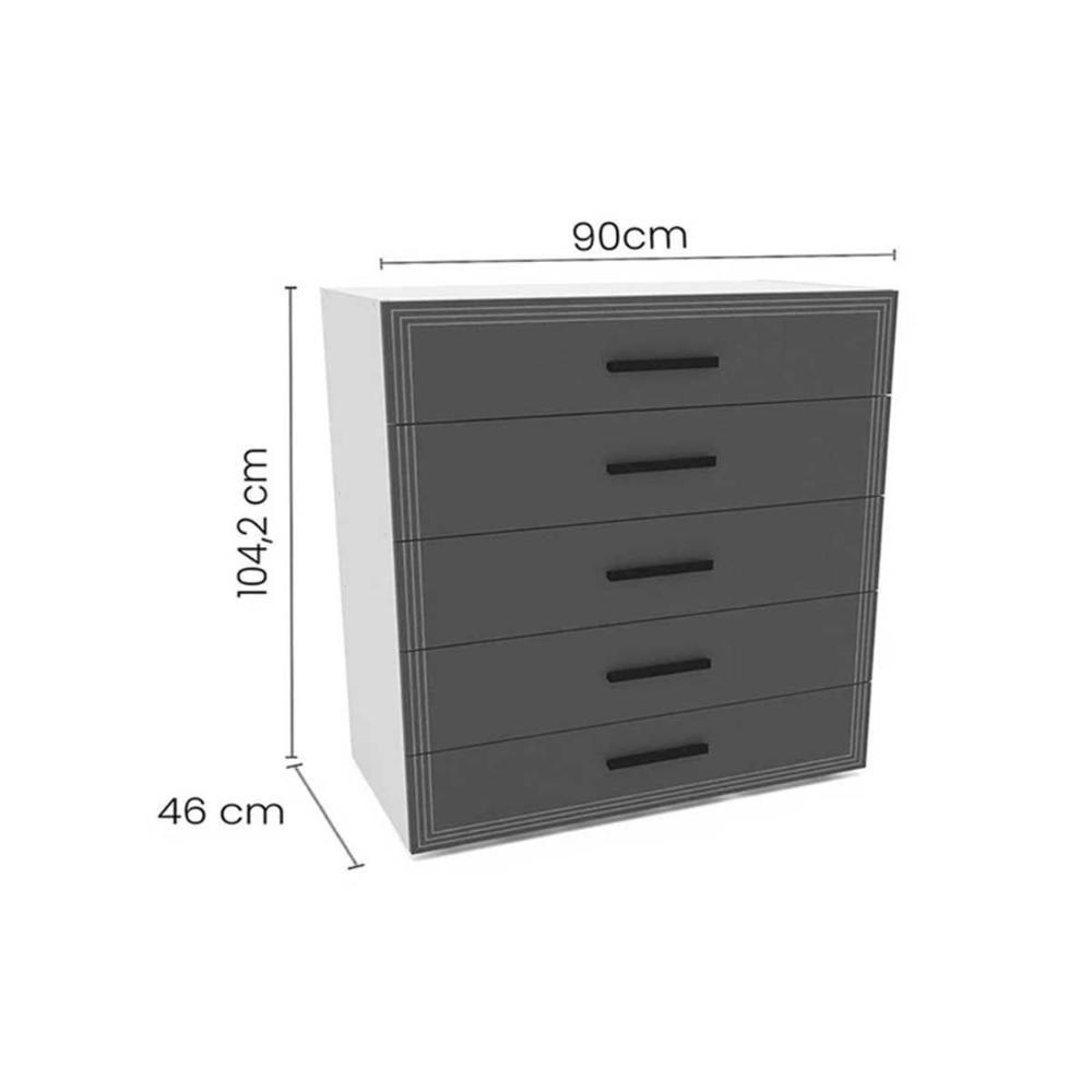 Cômoda Casal Valência C- 5 Gavetas Branco - Politorno - 2