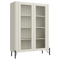 Cristaleira Sala De Jantar 2 Portas Vidro Pés Industrial Preto Naim I03 Luna - Lyam Decor - 1