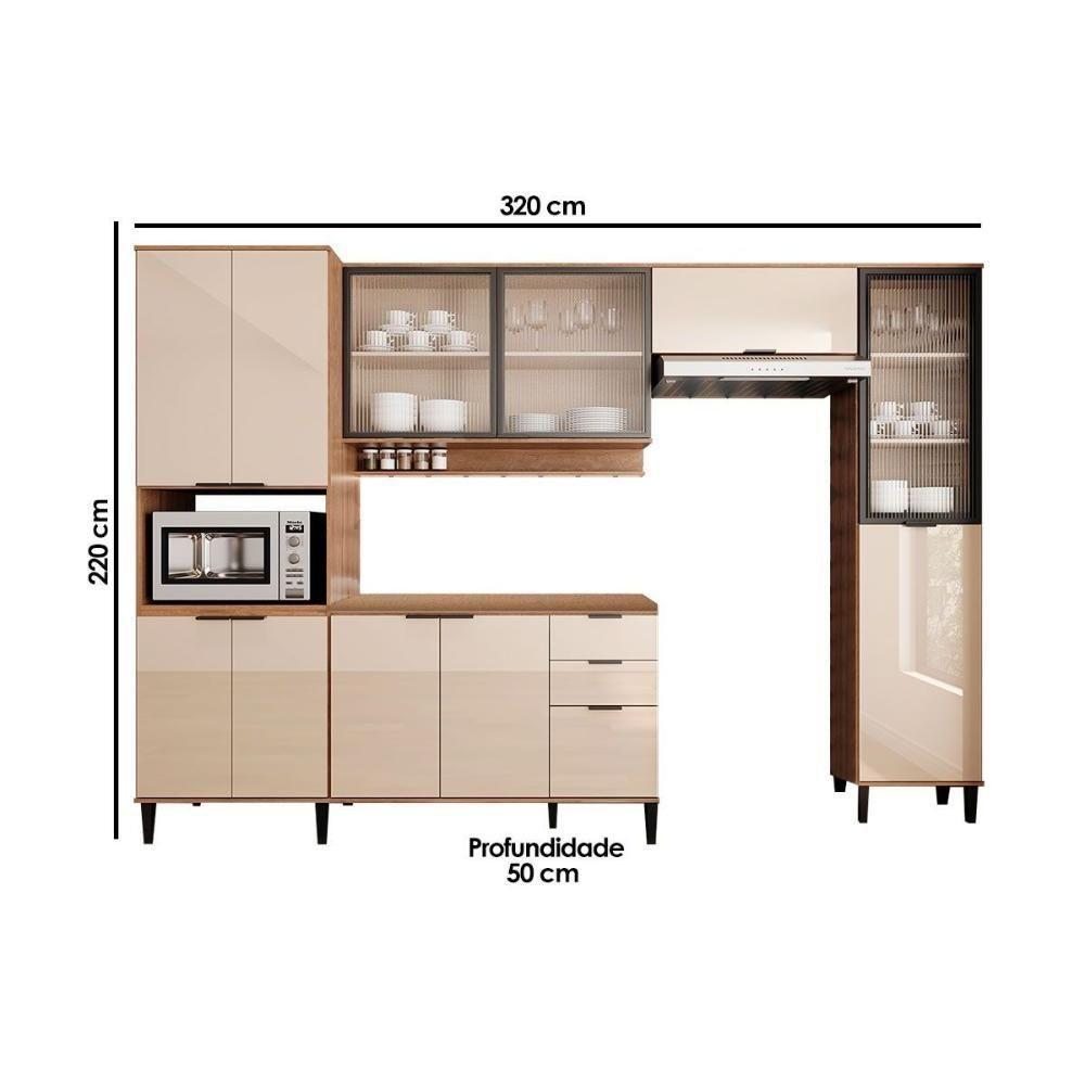 Cozinha Modulada Carraro Alpha Alpha 5 Peças (2aéreos+1balcão+1paneleiro+1torrequente) C5p104 Freijo-off White-carraro - 2