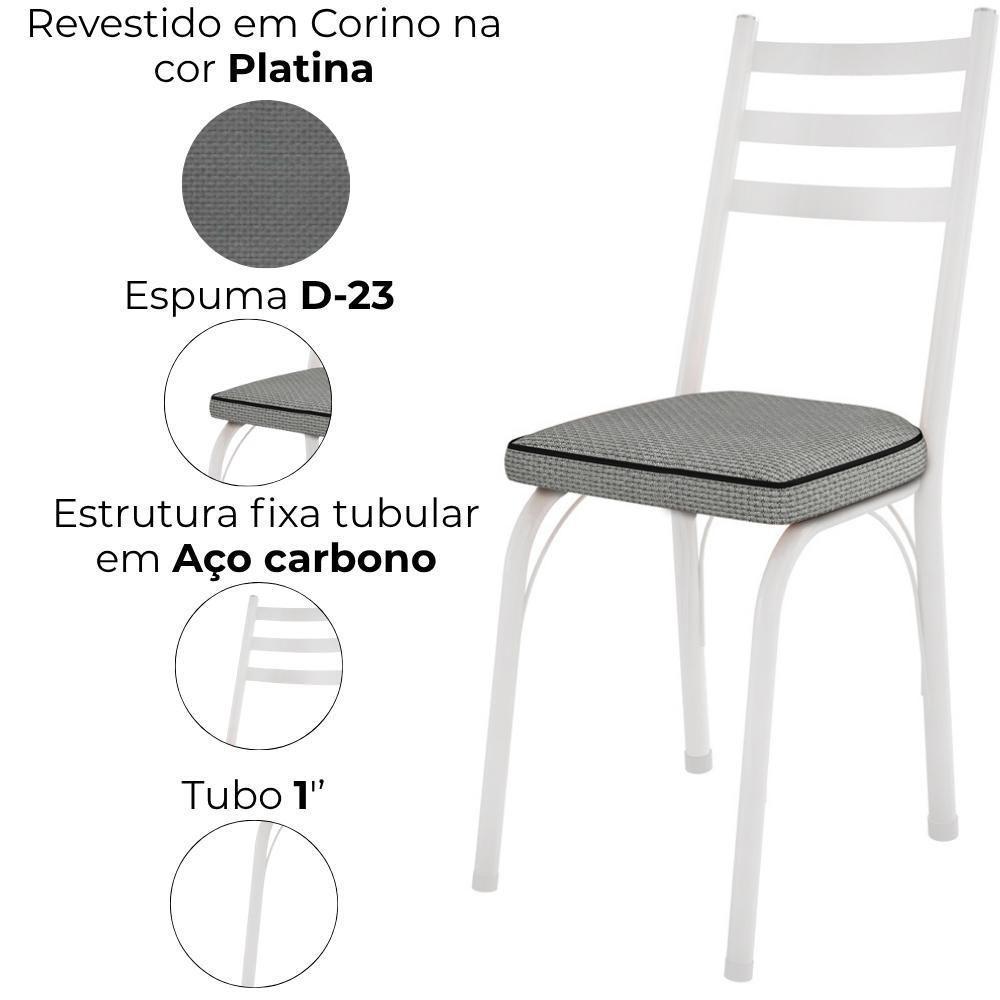 Cadeira Tubular Europa 141 Branco Assento Platina Artef Platina - 5