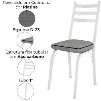 Cadeira Tubular Europa 141 Branco Assento Platina Artef Platina - 5