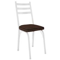 Cadeira Tubular Europa 141 Branco Assento Madeira Imbuia Artef Madeira Imbuia - 1