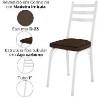 Cadeira Tubular Europa 141 Branco Assento Madeira Imbuia Artef Madeira Imbuia - 5