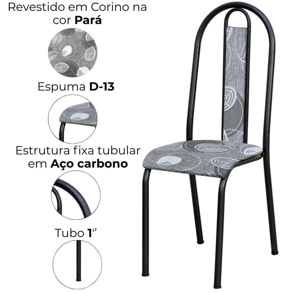 Cadeira Tubular America 058 Cromo Preto Assento Pará Artef Pará - 5