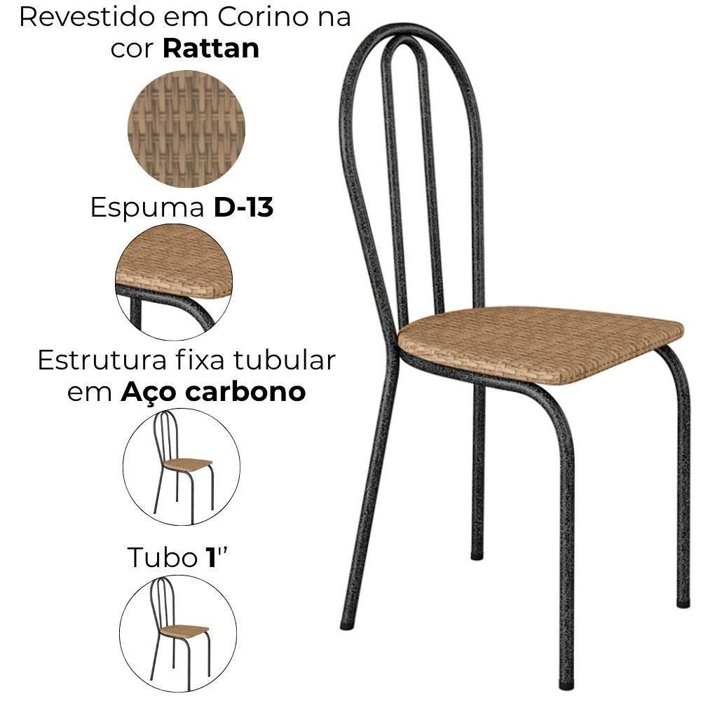 Cadeira Tubular America 004 Cromo Preto Assento Rattan Artef Rattan - 5