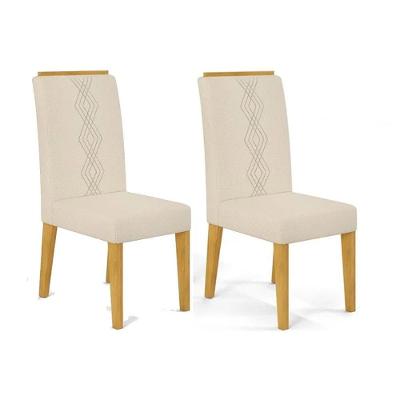 Cadeira Sala De Jantar Yasmin Kit 2 Un Cedro-linho Neve Bege - Dj Móveis