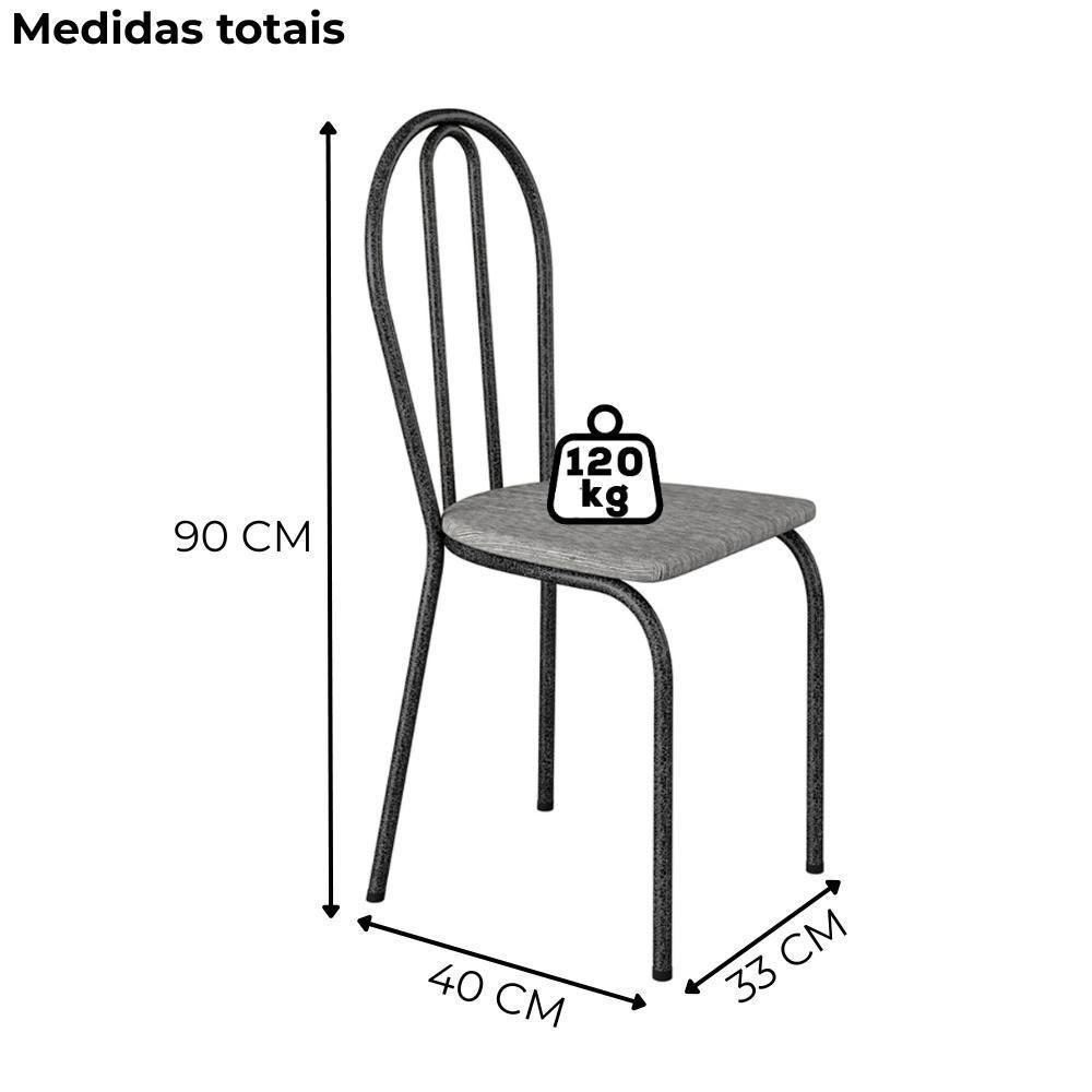 Cadeira Tubular America 004 Cromo Preto Assento Grafiato Artef Grafiato - 3