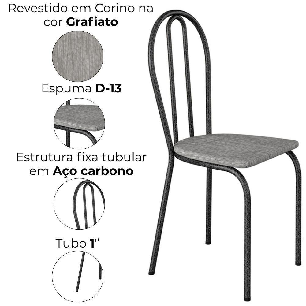 Cadeira Tubular America 004 Cromo Preto Assento Grafiato Artef Grafiato - 5
